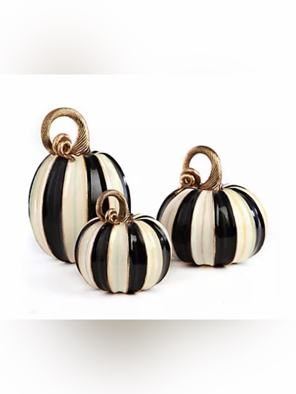 Striped Black & Cream Decorative Pumpkin Set - Home Accents